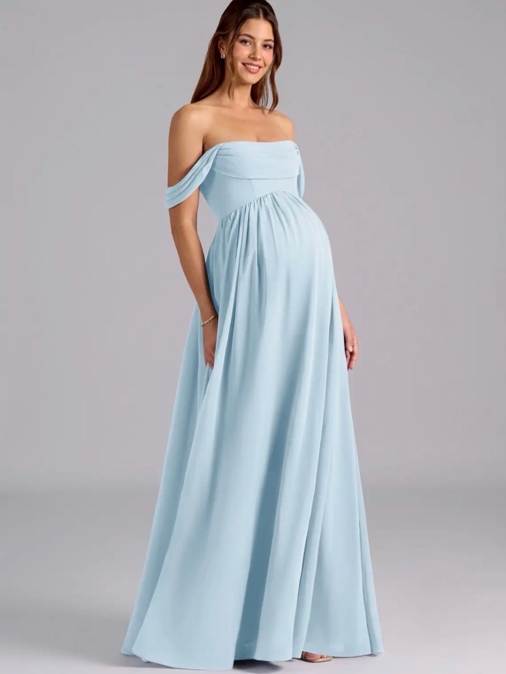 BRAND NEW! Azazie Saige Maternity Dress - Sky Blue Chiffon